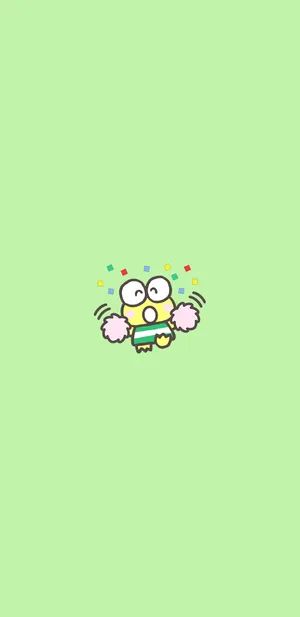 Cheerful Cartoon Character Green Background Wallpaper