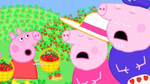 Cheerful Grandpa Pig Reading A Map In Nature Wallpaper