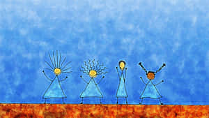 Cheerful Kid's Drawing Desktop Wallpaper