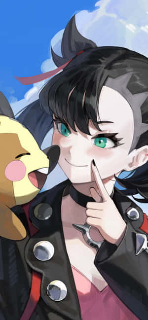 Cheerful Marnie And Cheery Morpeko Wallpaper