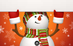 Cheerful Snowman Winter Celebration Wallpaper