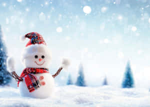 Cheerful Snowman Winter Wonderland.jpg Wallpaper