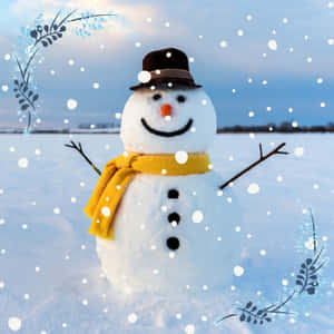 Cheerful Snowman Winter Wonderland.jpg Wallpaper