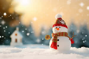 Cheerful Snowman Winter Wonderland.jpg Wallpaper