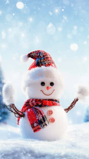 Cheerful Snowman Winter Wonderland.jpg Wallpaper