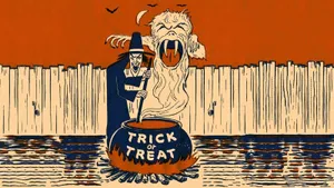 Cheerful Trick-or-treaters In Halloween Costumes Wallpaper