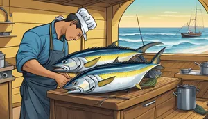 Chef Prepping Yellowfin Tuna Wallpaper