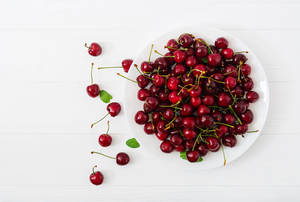 Cherries On White Wallpaper