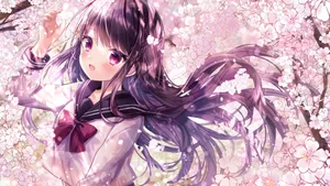 Cherry Blossom Anime Girl.jpg Wallpaper