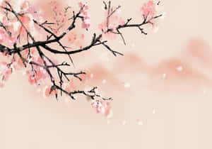 Cherry Blossom Branches Artistic Background Wallpaper