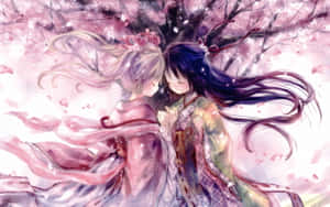 Cherry Blossom Dance Anime Art Wallpaper