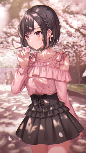 Cherry Blossom Girl Anime Art Wallpaper