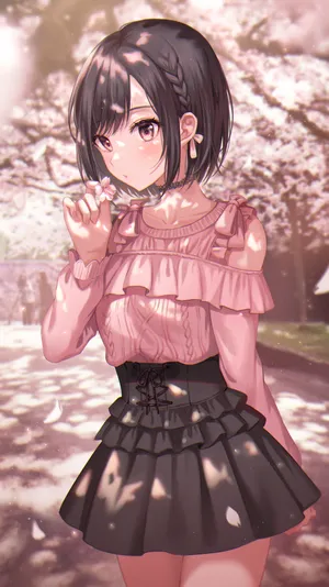 Cherry Blossom Girl Anime Art Wallpaper