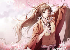 Cherry Blossom Warrior Anime Art Wallpaper