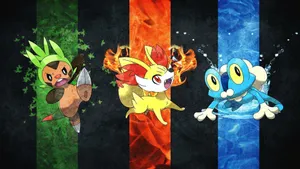 Chespin With Froakie And Fennekin Wallpaper