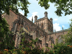 Chester Cathedral With Leaf Frame Wallpaper