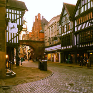 Chester Eastgate Clock Street View Wallpaper