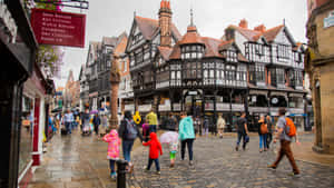 Chester Historic City Center Tudor Style Buildings Wallpaper