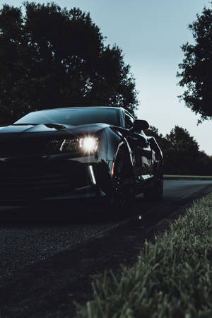 Chevrolet Black Camaro Half View Wallpaper