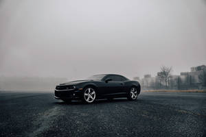 Chevrolet Black Camaro In Fog Wallpaper