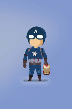 Chibi Captain America With Iron Man Mask Wallpaper