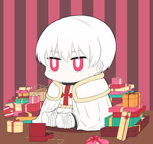 Chibi Character With Gifts Wallpaper