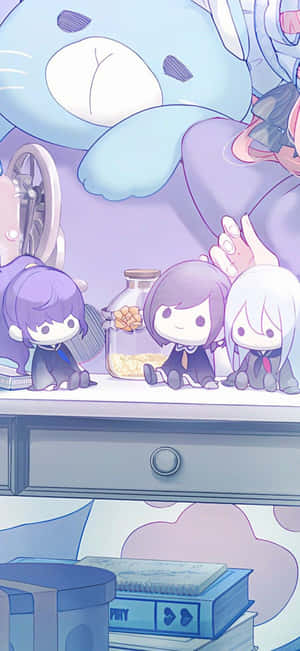 Chibi Characters Cafe Gathering Wallpaper