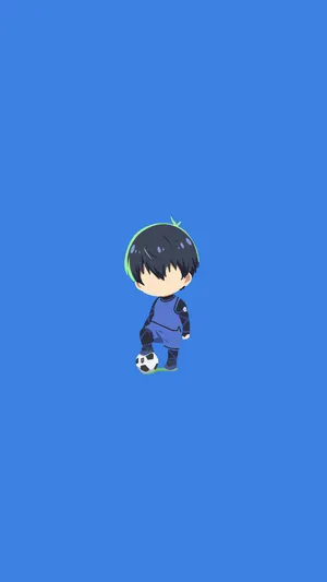 Chibi Soccer Player Blue Background Wallpaper