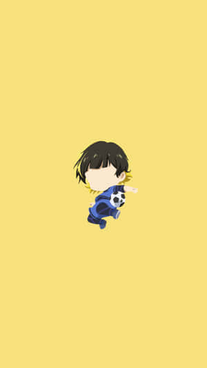 Chibi Soccer Player Yellow Background Wallpaper