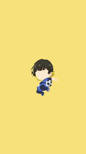 Chibi Soccer Player Yellow Background Wallpaper