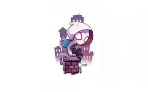 Chibi Spider Gwen On Chimney Wallpaper