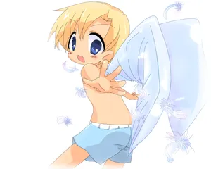 Chibi Style Anime Character With Pillow Wallpaper