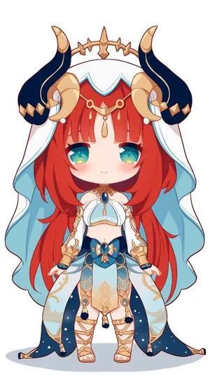 Chibi Style Red Haired Anime Character Wallpaper