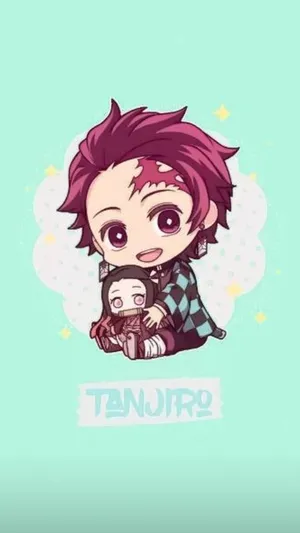 Chibi_ Tanjiro_and_ Nezuko_ Wallpaper Wallpaper