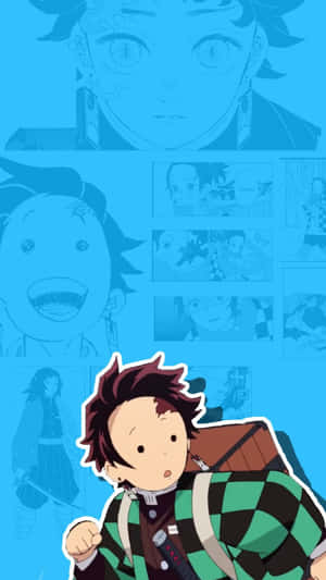 Chibi_ Tanjiro_ Collage_ Background Wallpaper