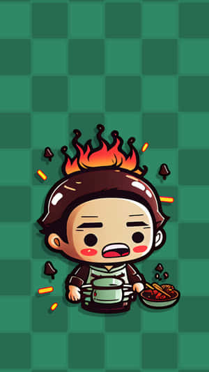 Chibi_ Tanjiro_ Cooking_ Disaster Wallpaper