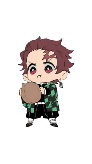 Chibi_ Tanjiro_ Hugging_ Pillow Wallpaper