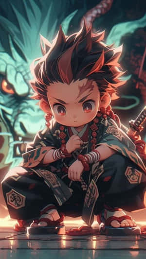 Chibi_ Tanjiro_ Kamado_ Anime_ Artwork Wallpaper