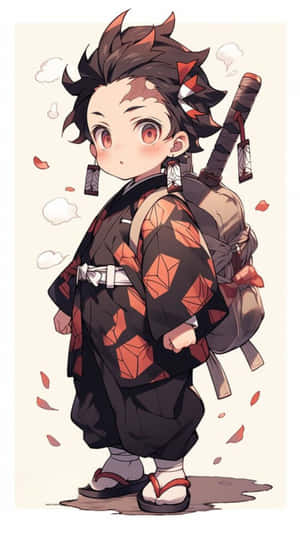 Chibi_ Tanjiro_ Kamado_ Anime_ Character Wallpaper