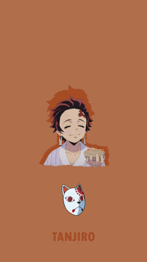 Chibi_ Tanjiro_with_ Fox_ Mask_ Wallpaper Wallpaper