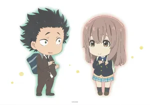 Chibi Version Of Shoko And Shoya In A Silent Voice Wallpaper