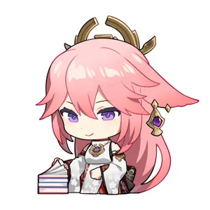 Chibi Yae Miko Pfp With Books Wallpaper