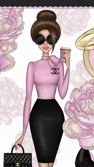 Chic Fashionista Illustration Wallpaper