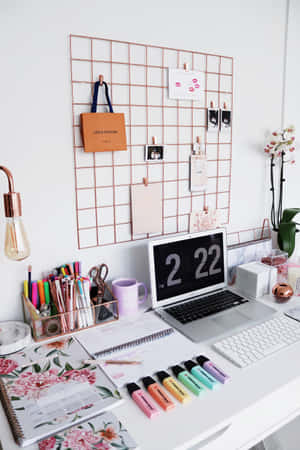 Chic Organized Desk Setup Wallpaper