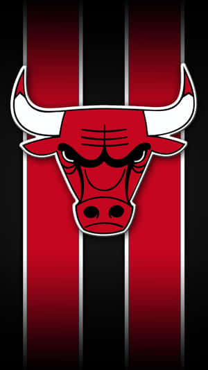 Chicago Bulls Logo On Two Red Stripes Phone Wallpaper