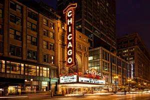 Chicago City Night Big Sign Wallpaper