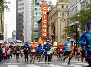 Chicago Marathon Runners Downtown Wallpaper