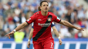 Chicharito Celebrating Goal Bayer Leverkusen Wallpaper