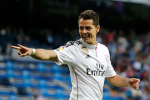 Chicharito Celebratingin Real Madrid Kit Wallpaper