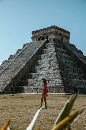 Chichen Itza Mexico Clear Sky Woman Wallpaper